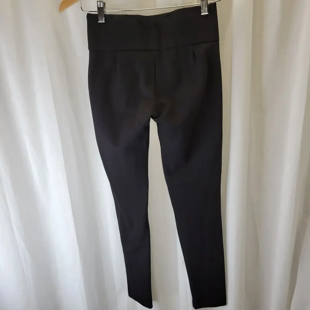 Zara Black Knit Button Front Skinny Dress Leggings Side Zip, XS